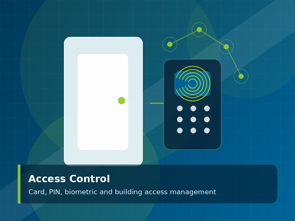 Access control door reader and biometric keypad illustration